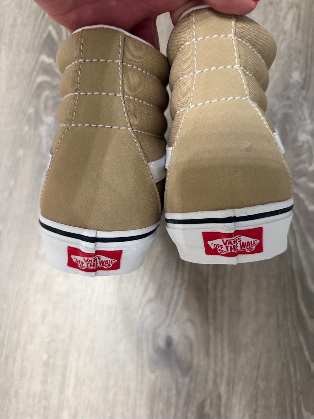 Vans Sk8-Hi Tan and White High-Top Sneakers - Picture 3 of 5